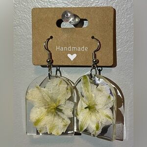 HANDMADE Floral Transparent Resin Earrings